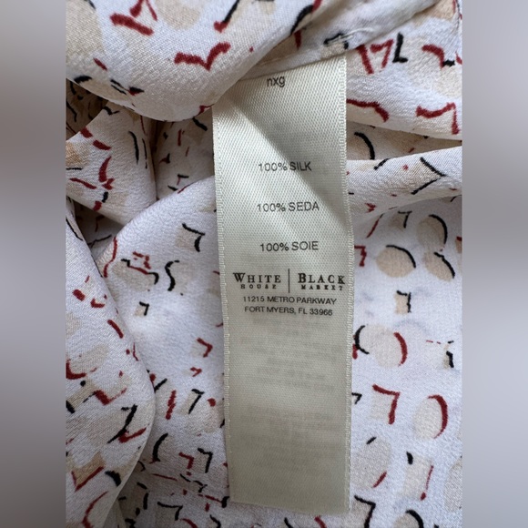 White House Black Market Cream and Gold Silk Blouse - Picture 6 of 6